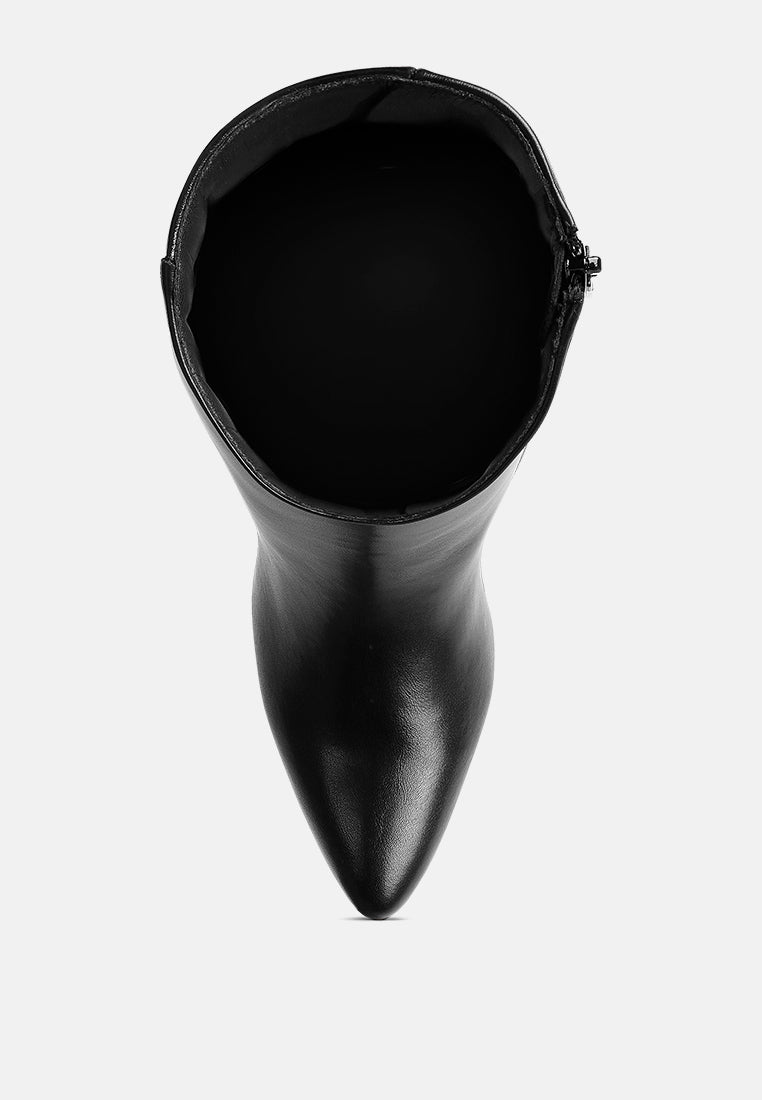 women metallic accent heel high ankle boots#color_black