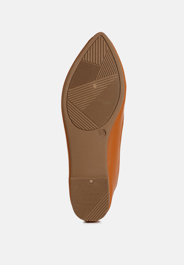 women brooch detail ballet flats#color_tan