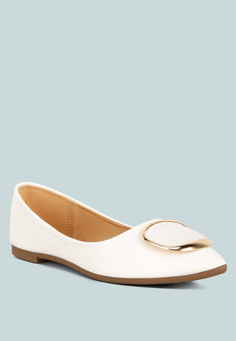 women brooch detail ballet flats#color_white
