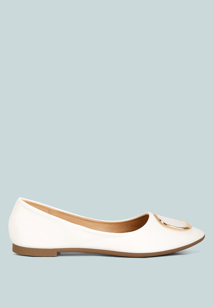 women brooch detail ballet flats#color_white