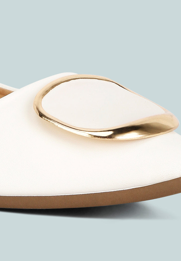 women brooch detail ballet flats#color_white