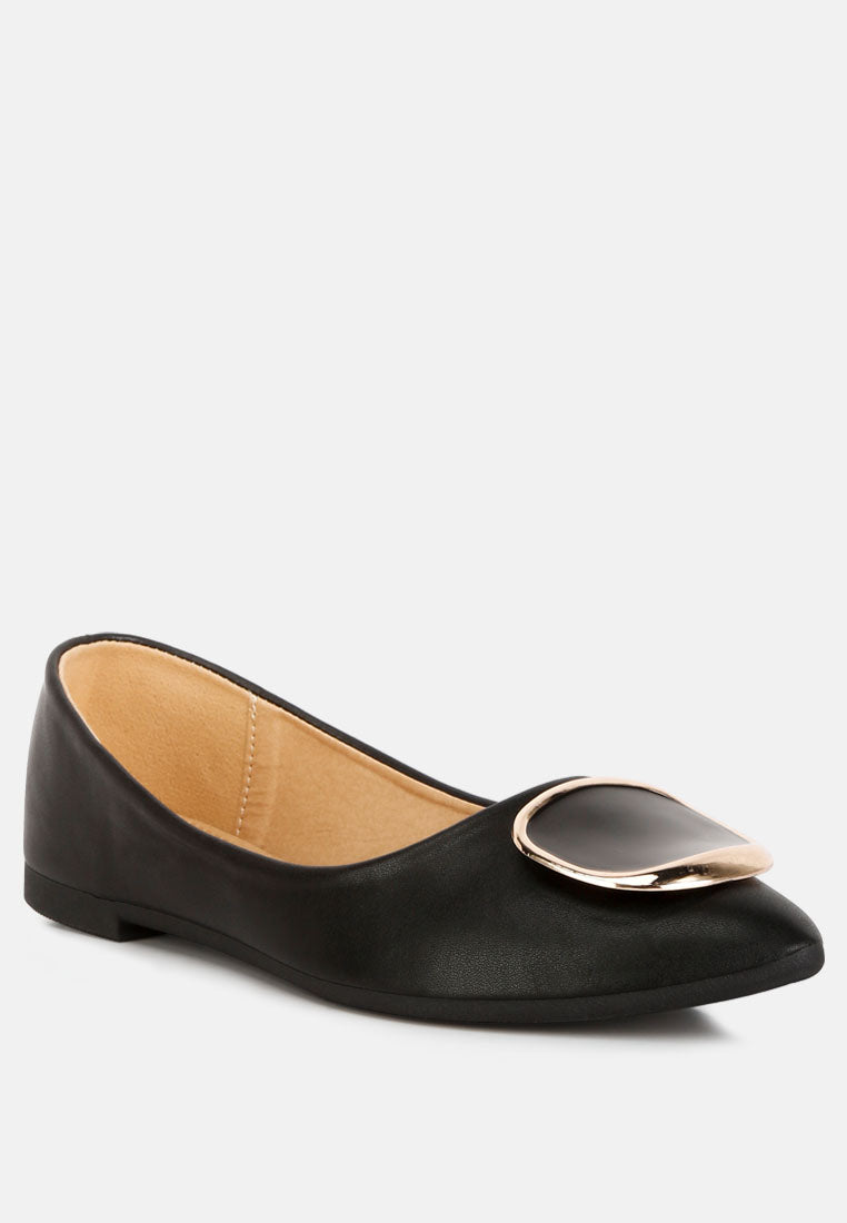 women brooch detail ballet flats#color_black