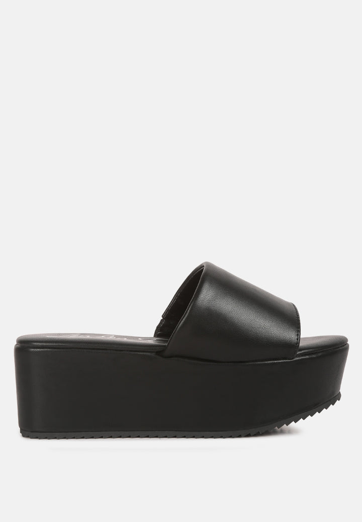 women chunky platform sliders#color_black