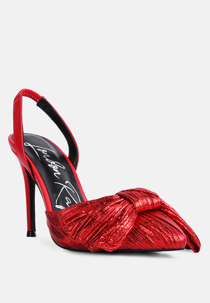 kiki high heeled bow slingback sandals#color_red