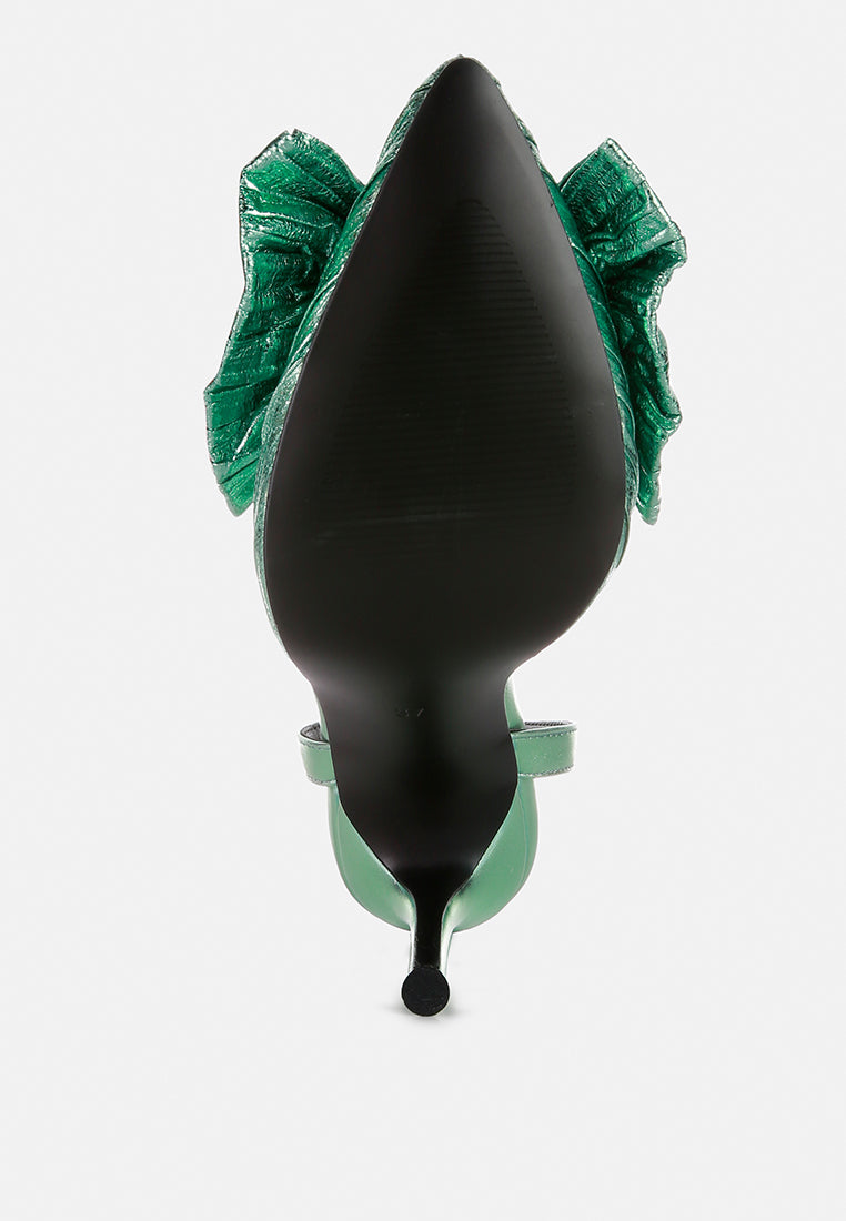 kiki high heeled bow slingback sandals#color_jade-green