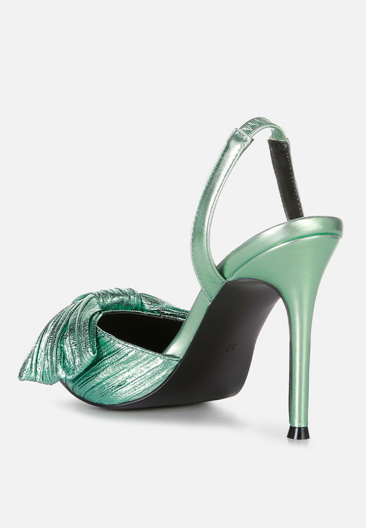 kiki high heeled bow slingback sandals#color_jade-green