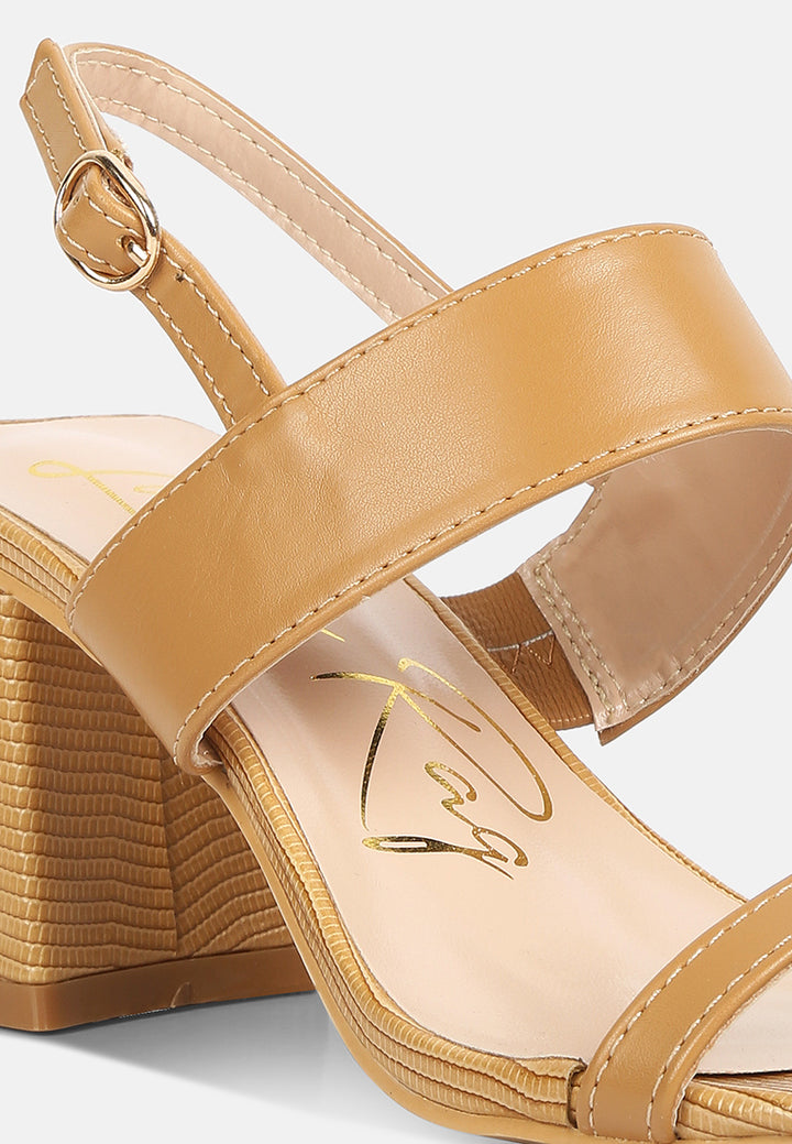 women elasticated gussets block heel sandals#color_tan