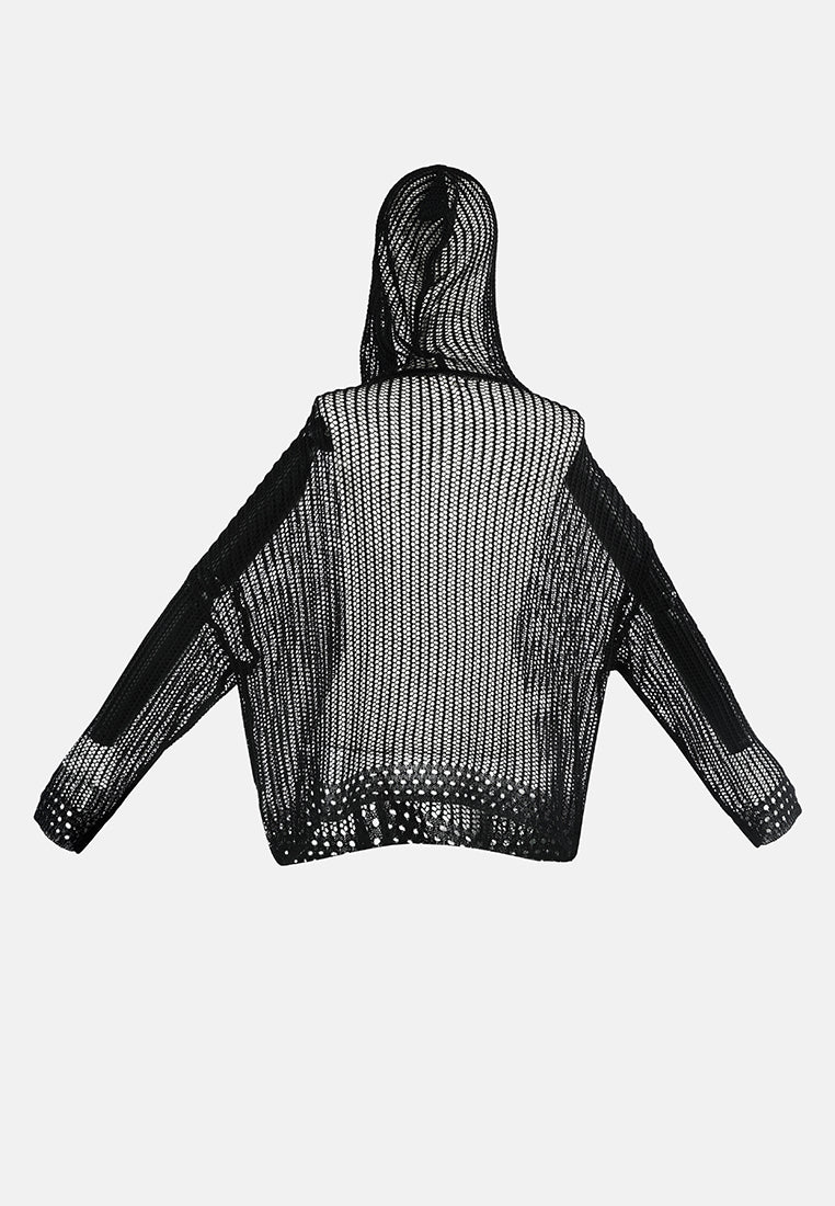 women knitted hoodie#color_black