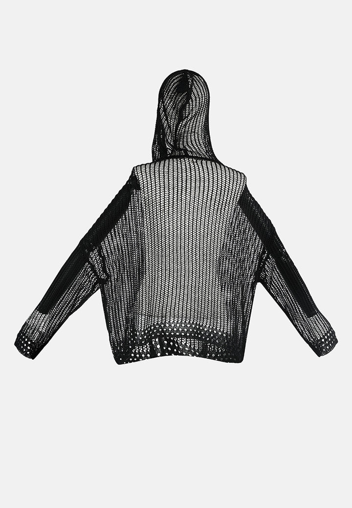 women knitted hoodie#color_black