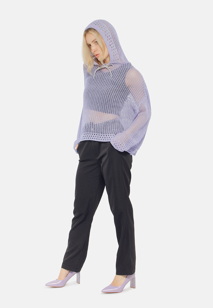 women knitted hoodie#color_purple