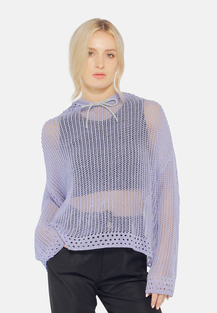 women knitted hoodie#color_purple