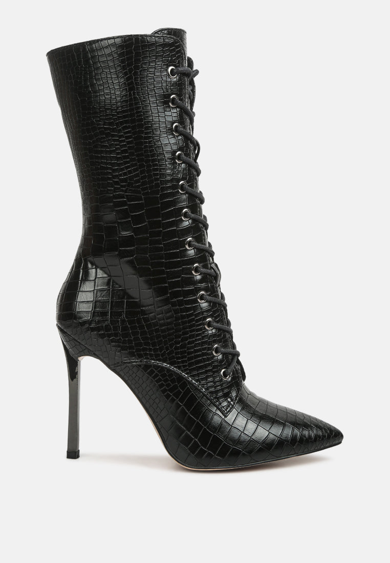 women croc textured over the ankle boots#color_black