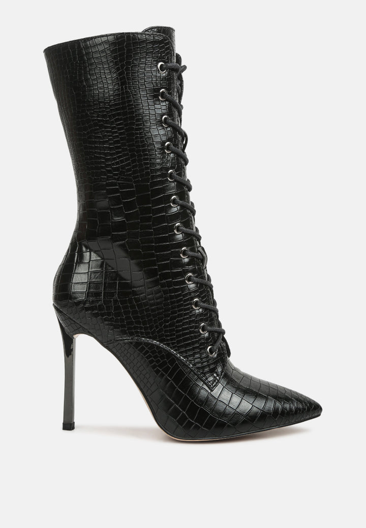 women croc textured over the ankle boots#color_black