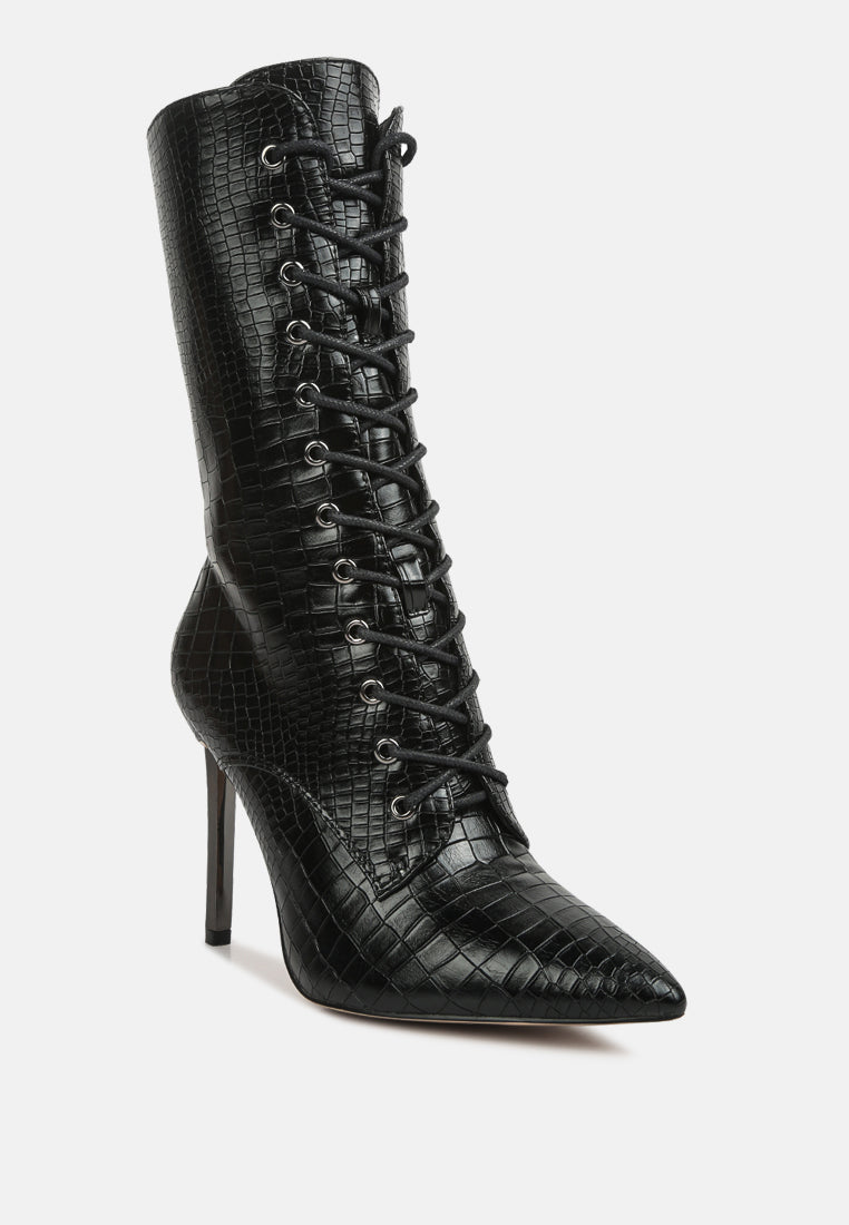 women croc textured over the ankle boots#color_black