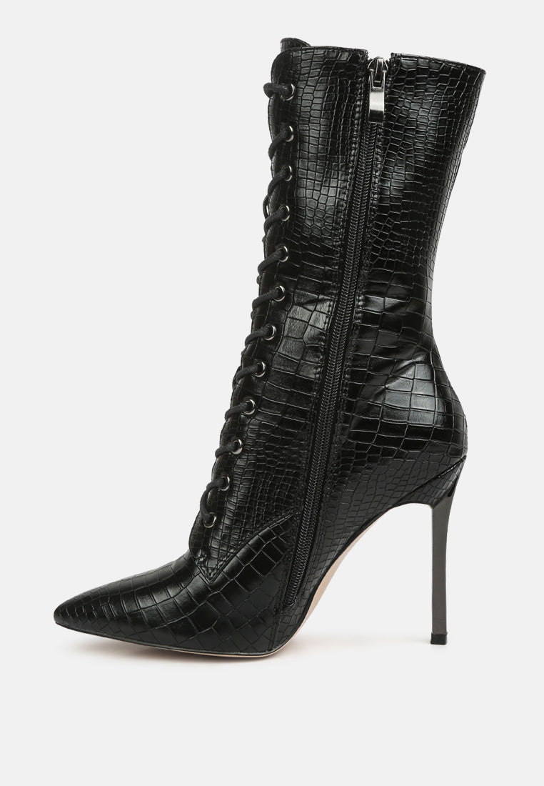 croc textured over the ankle boots by ruw#color_black