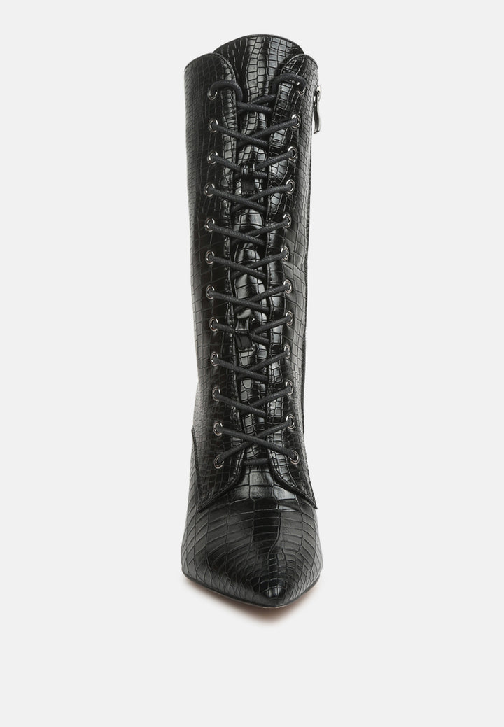 croc textured over the ankle boots by ruw#color_black