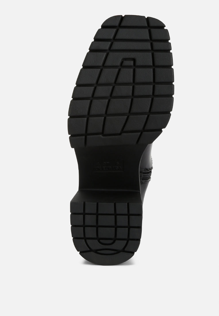 women platform heeled ankle boot#color_black