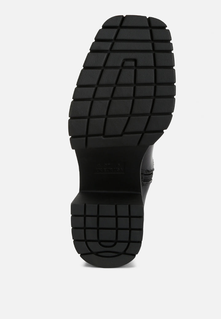 women platform heeled ankle boot#color_black