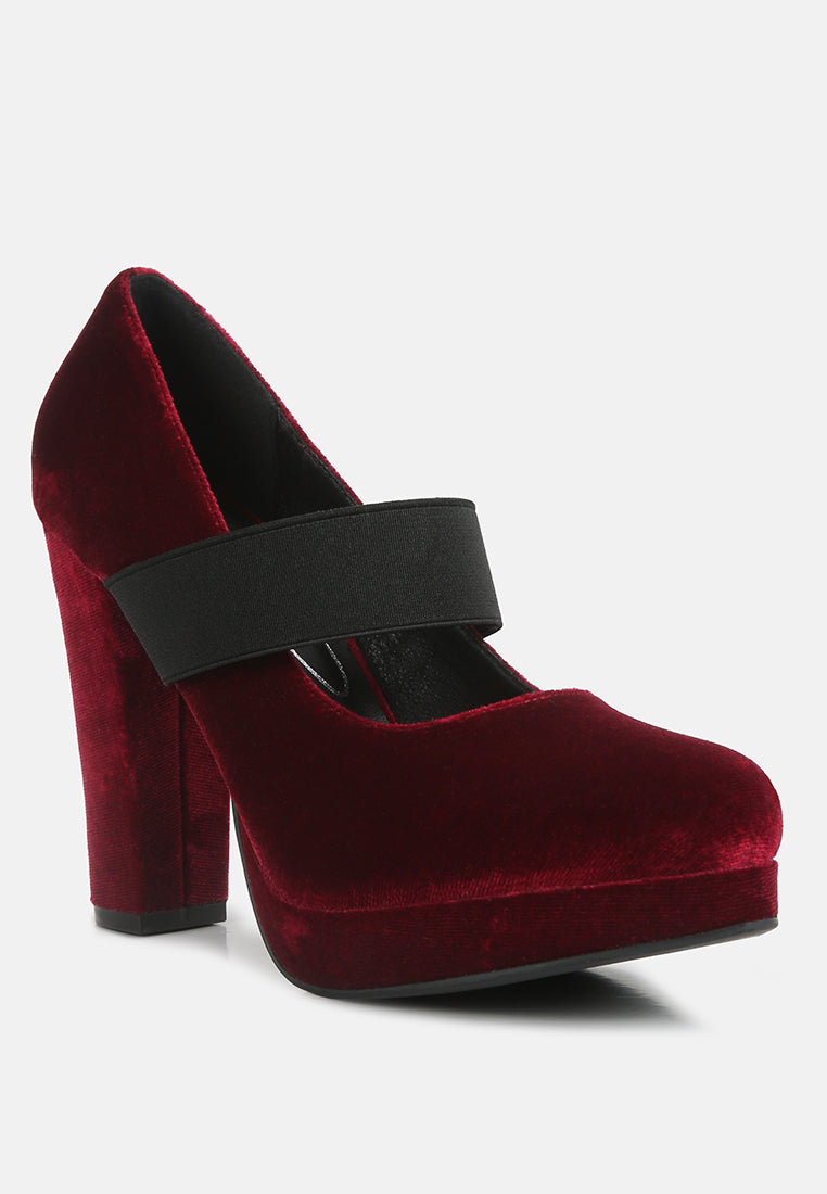 women high block heel mary jane pumps#color_burgundy