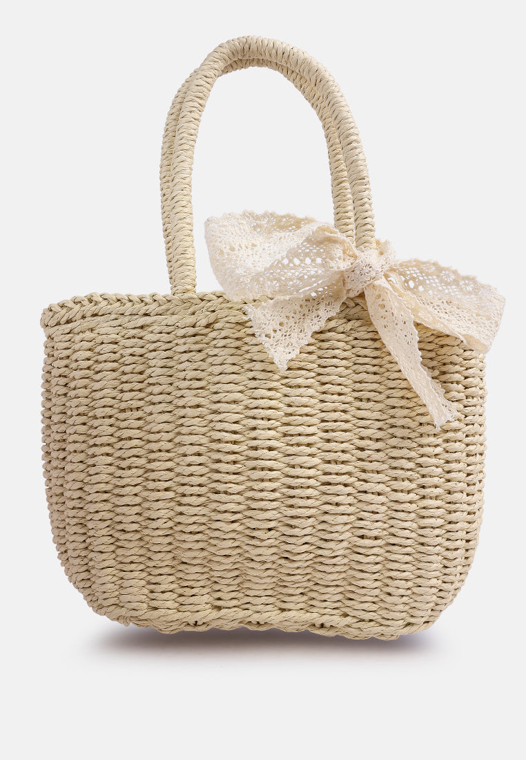 London Rag | Lace Ribbon Woven Handbag – London Rag India