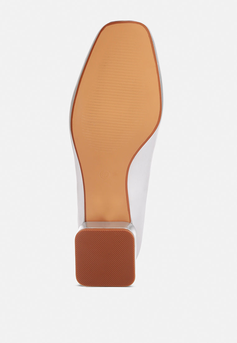 women metallic low block heel ballerinas#color_silver