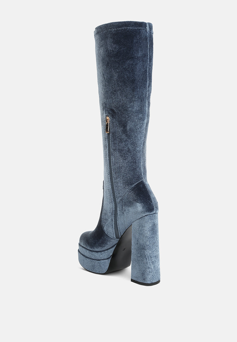 women lazuli high block heel velvet boot#color_blue
