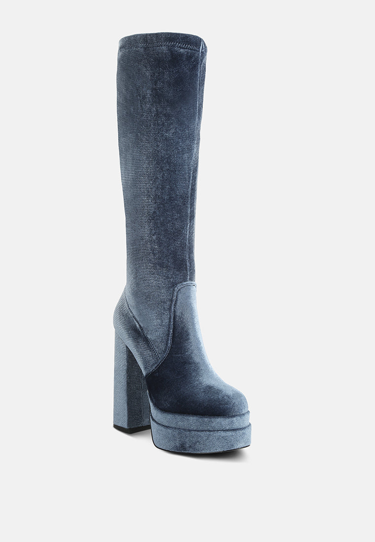 women lazuli high block heel velvet boot#color_blue