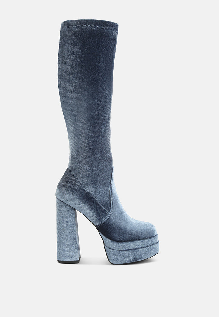 women lazuli high block heel velvet boot#color_blue
