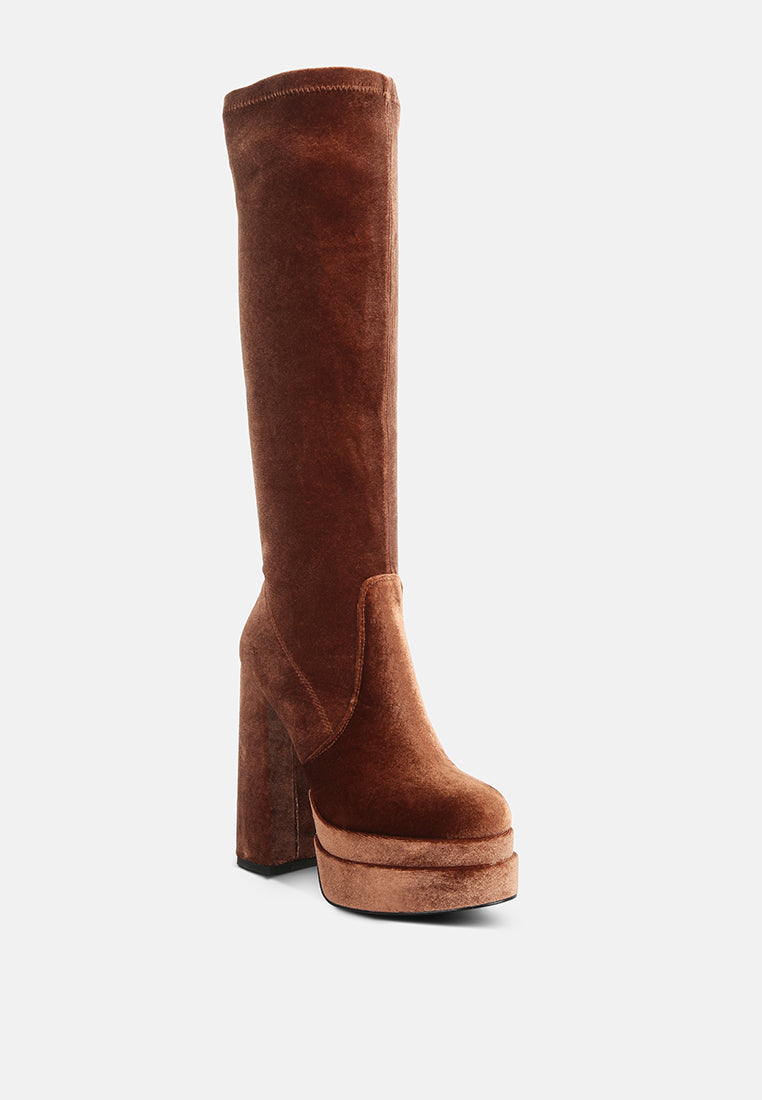 women lazuli high block heel velvet boot#color_brown