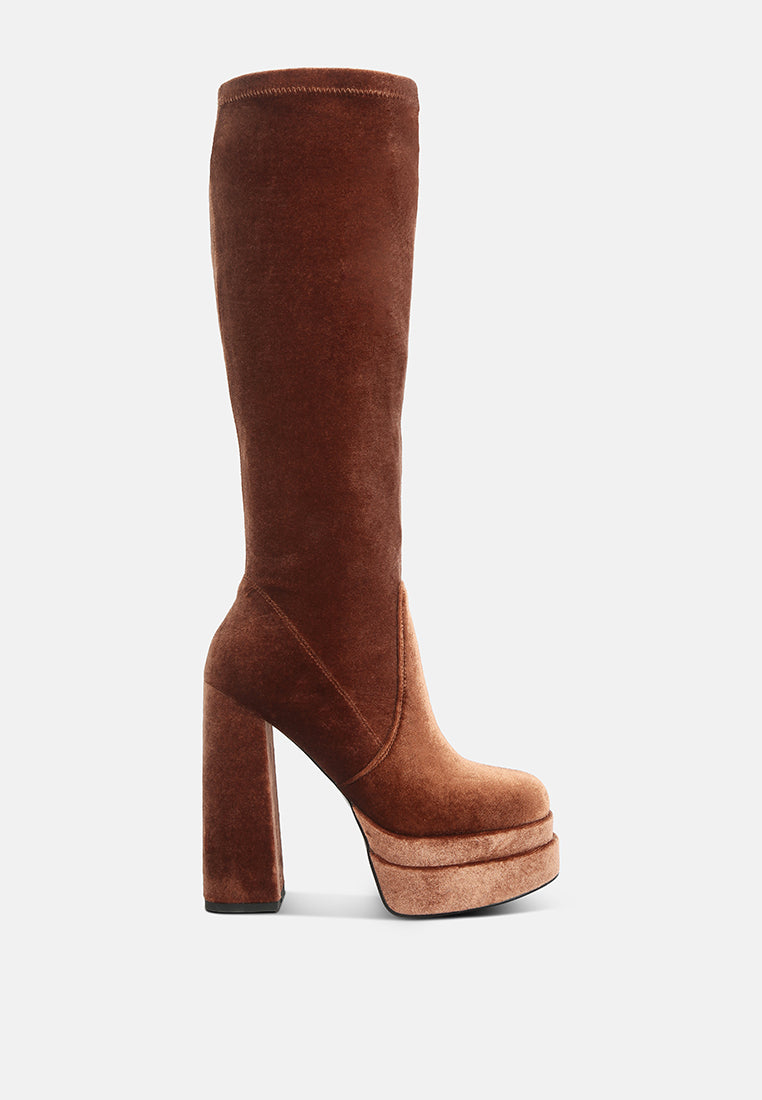 women lazuli high block heel velvet boot#color_brown