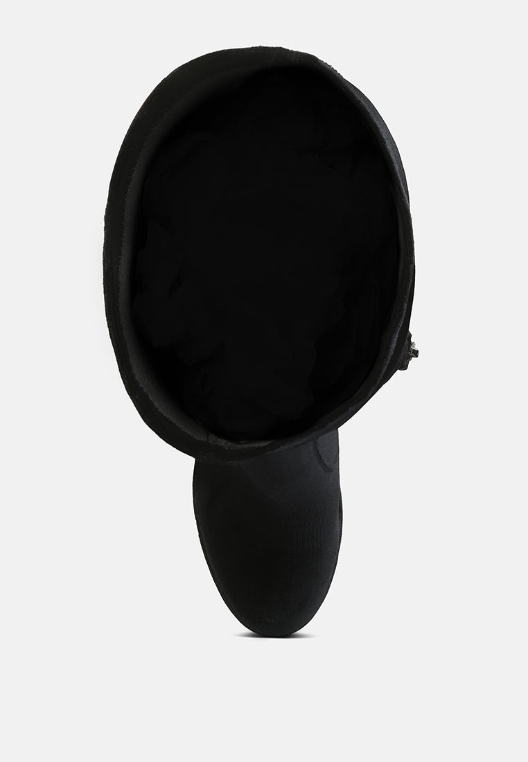 women lazuli high block heel velvet boot#color_black