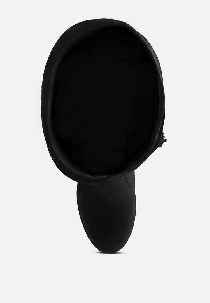 women lazuli high block heel velvet boot#color_black