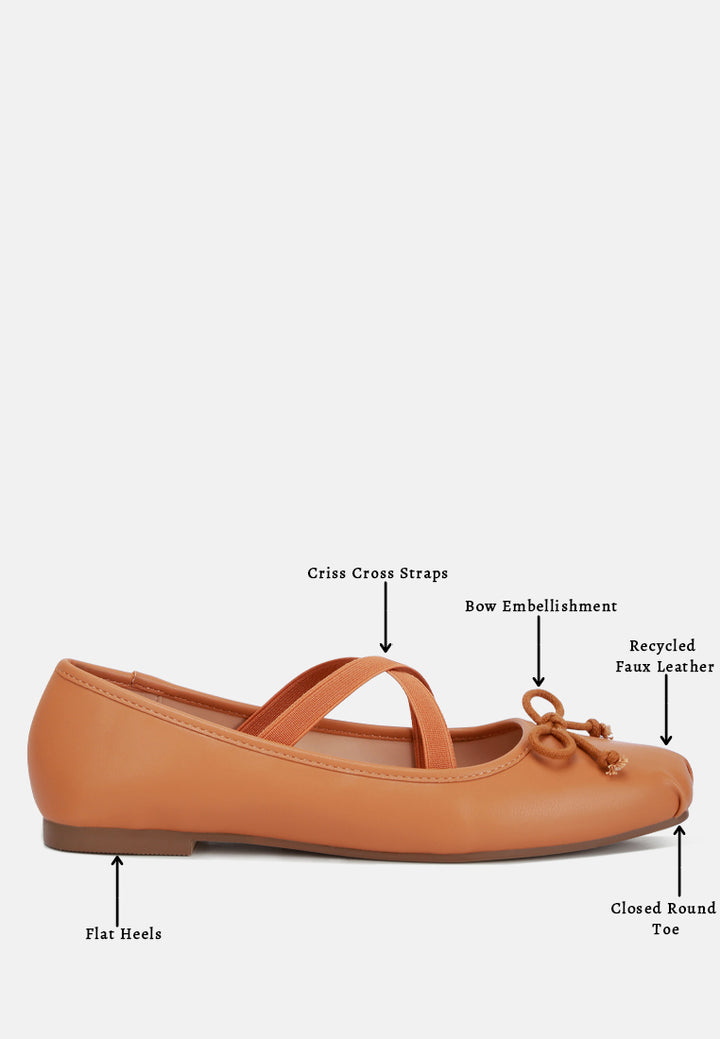 women recycled faux leather ballet flats#color_tan