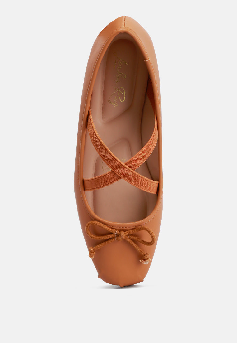 women recycled faux leather ballet flats#color_tan