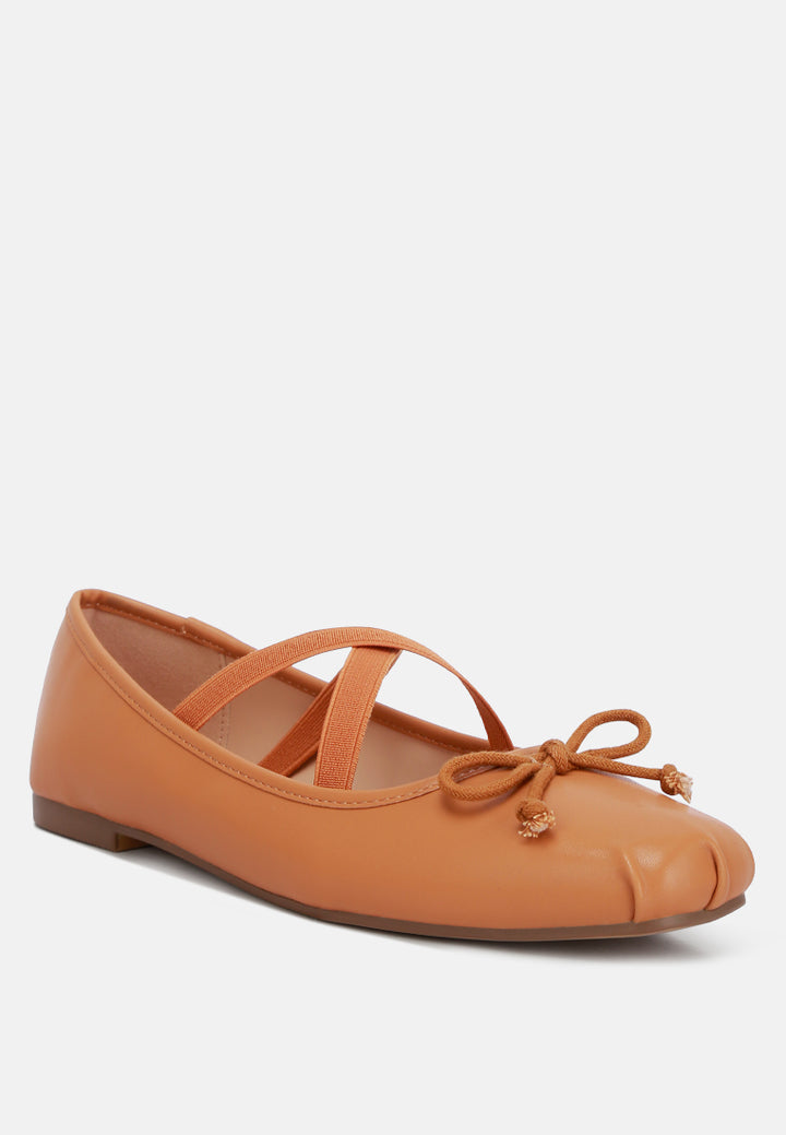 women recycled faux leather ballet flats#color_tan