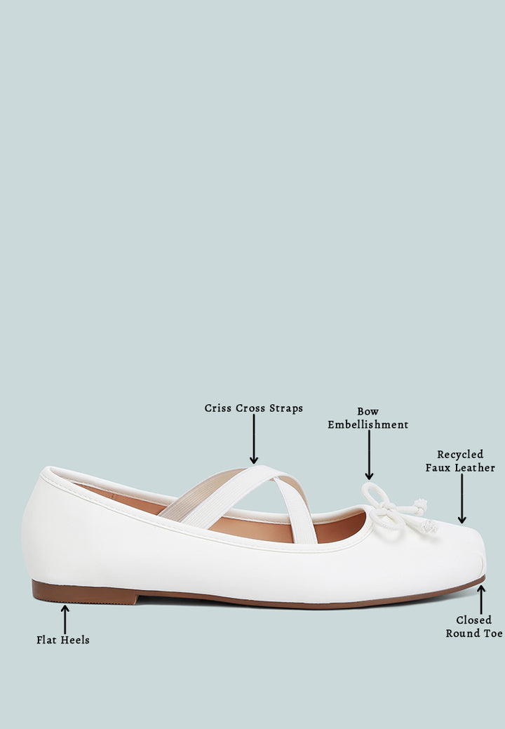 women recycled faux leather ballet flats#color_white