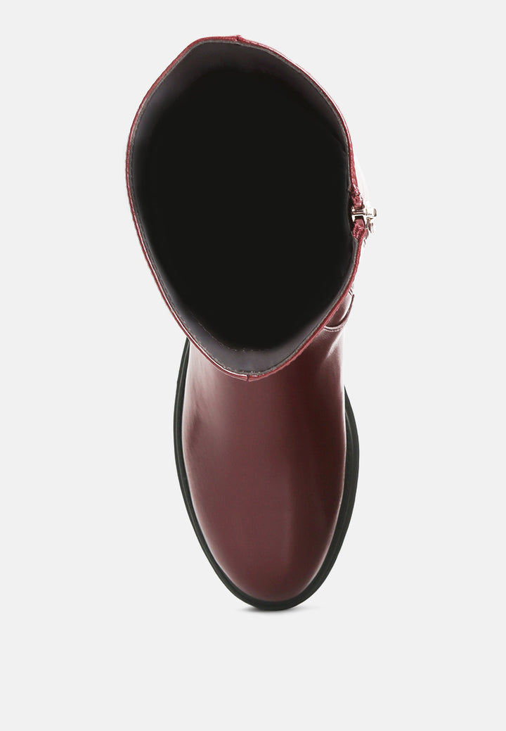 women paneled lug sole boots#color_burgundy