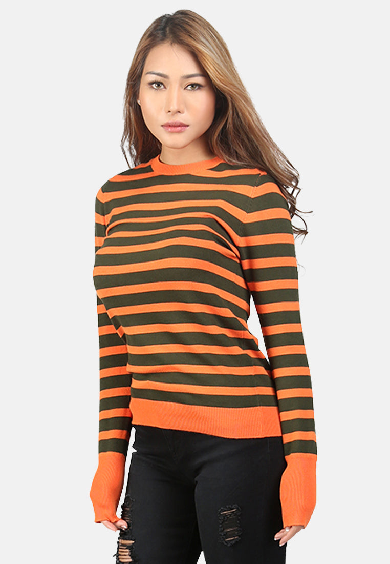 women light weight pullover sweater#color_orange
