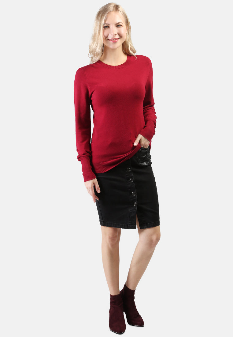 light weight pullover sweater#color_burgundy