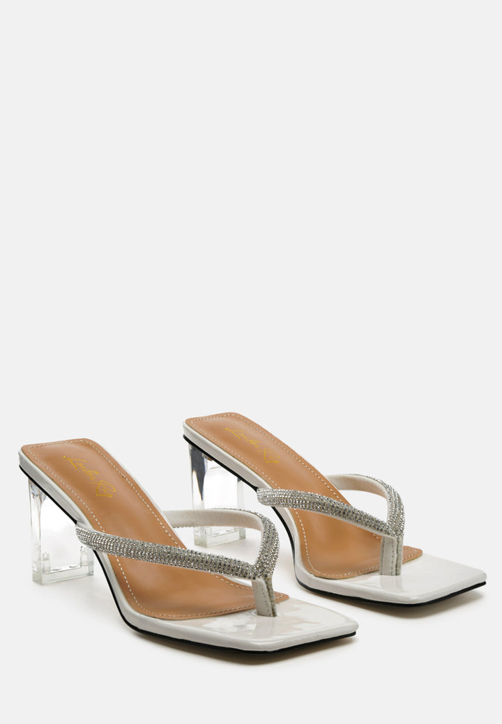 women crystal lined thong block heeled sandal in black#color_white