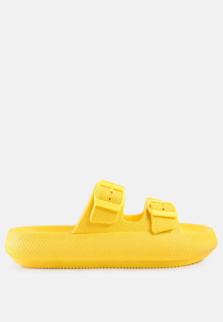 women yellow loma hovercraft buckled slides#color_yellow