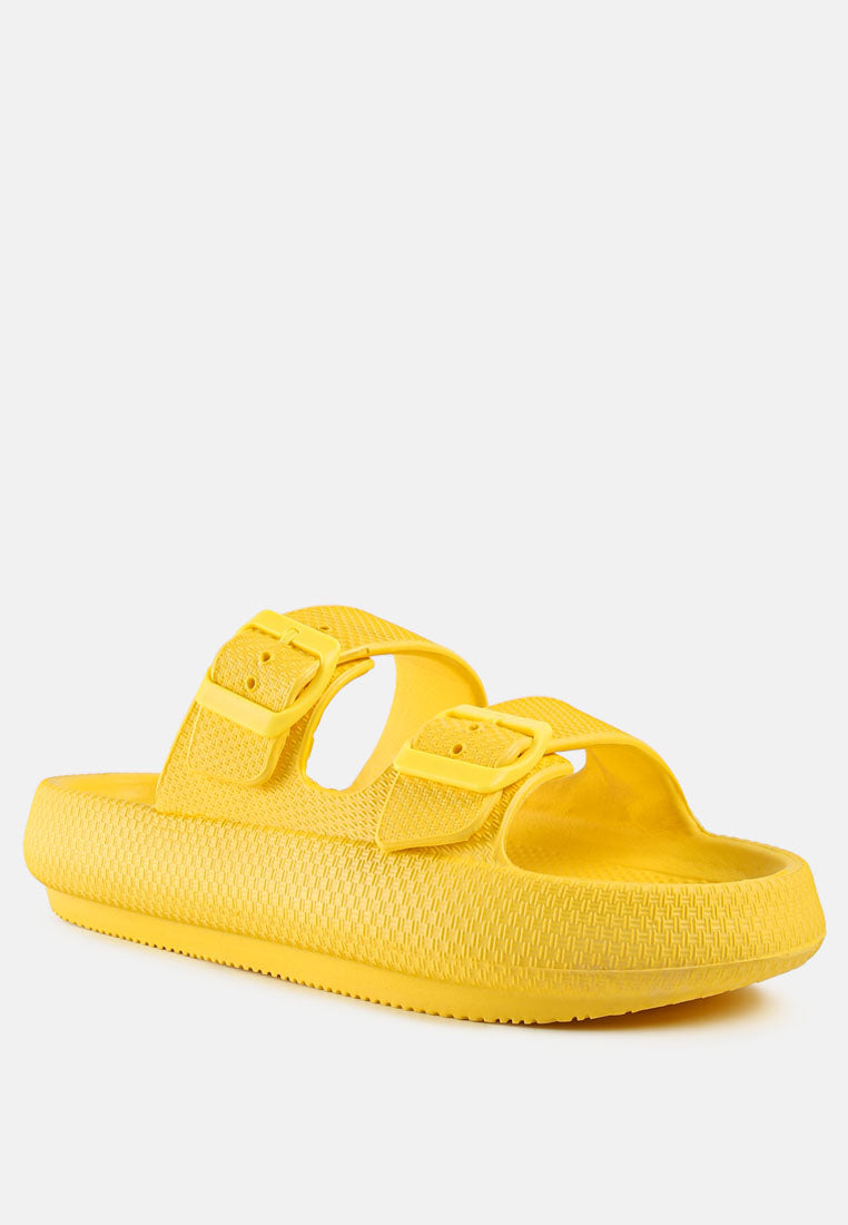 women yellow loma hovercraft buckled slides#color_yellow