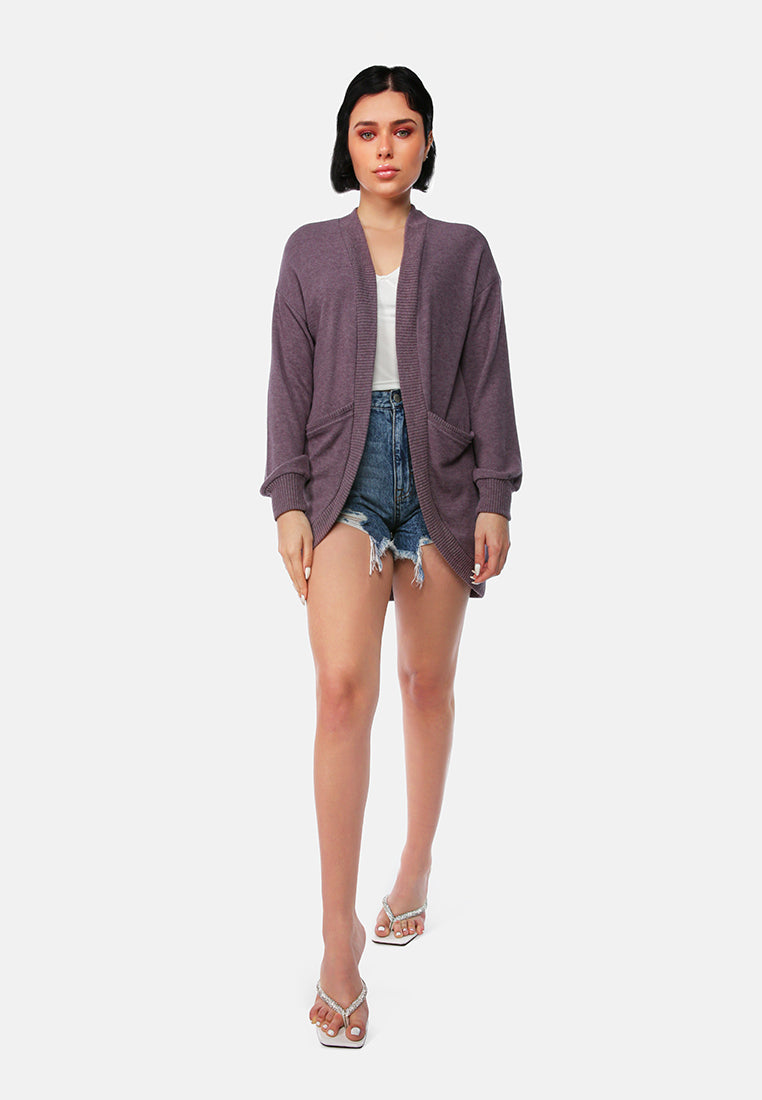 long sleeves knit cardigan#color_dark-purple