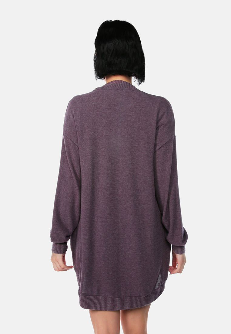 long sleeves knit cardigan#color_dark-purple