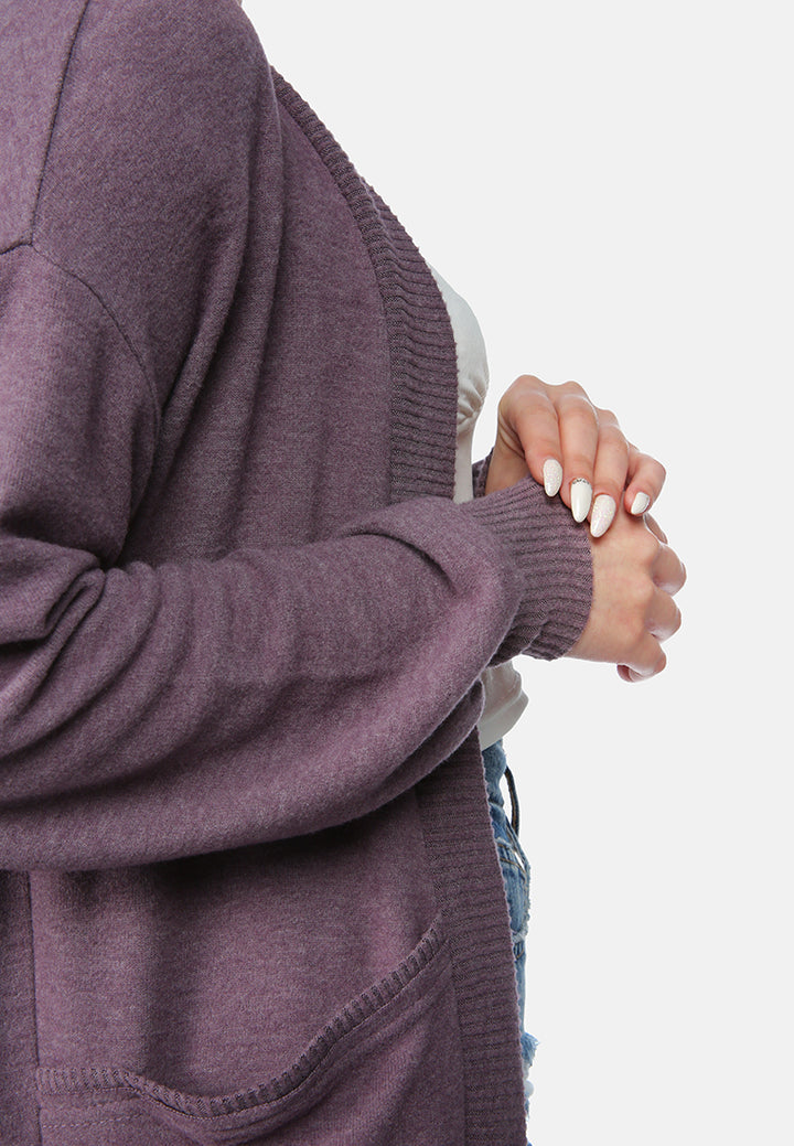 long sleeves knit cardigan#color_dark-purple