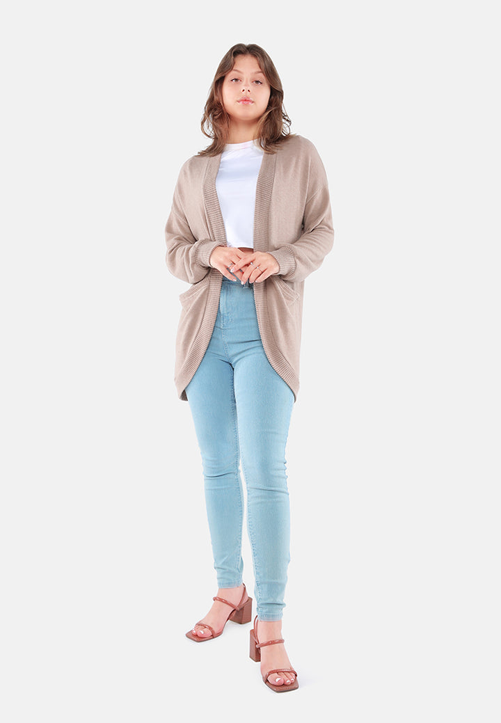 long sleeves knit cardigan#color_light-coffee