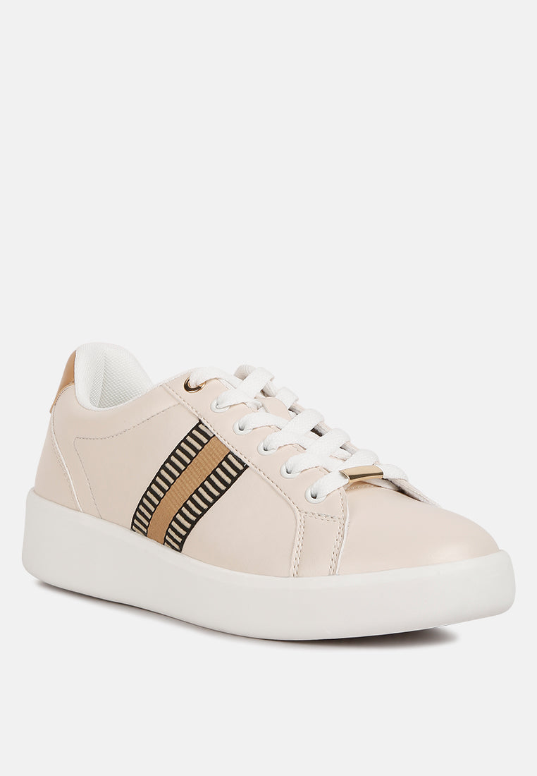 women striped detail sneakers#color_beige