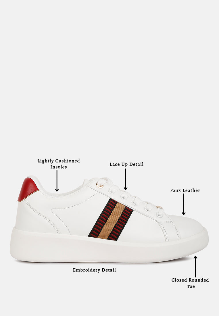women striped detail sneakers#color_white