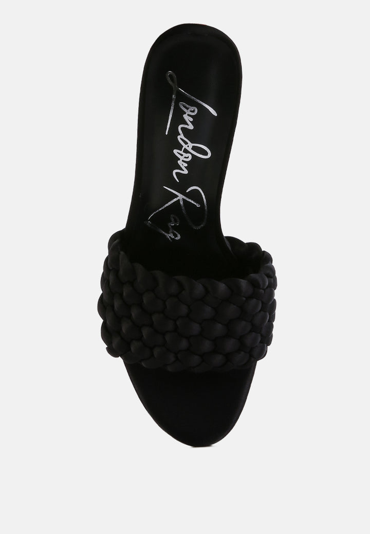 women braided satin block sandals#color_black