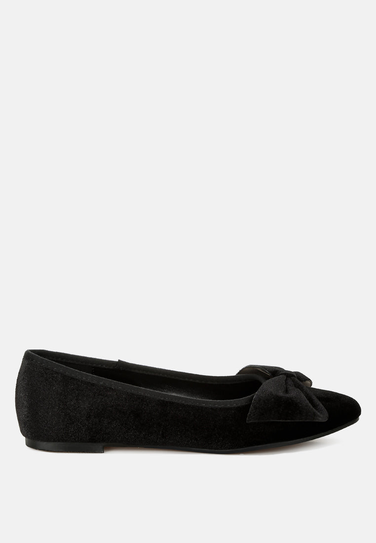 women velvet bow detail ballerinas#color_black